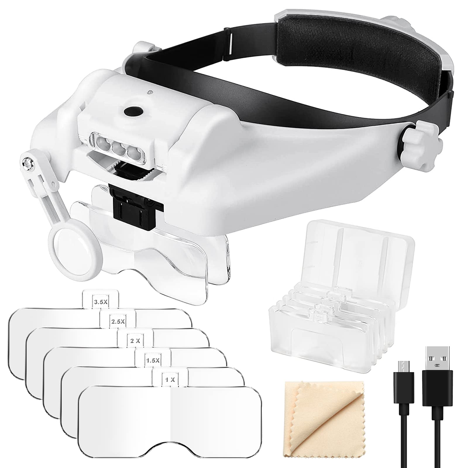 Amazon.co.jp: SUNJOYCO ヘッドバンド拡大鏡 1X-14X ヘッドセット拡大